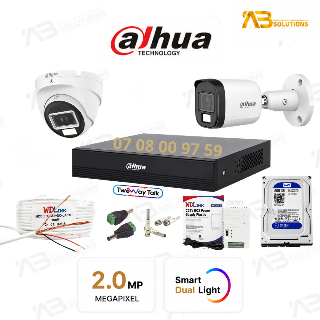 Dahua Pack Caméras 2MP 30M Flash | باقة داهوا 2ميغابكسل 30 متراً بفلاش – Image 2