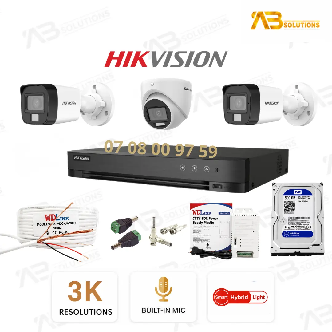 Hikvision Pack Caméras 5MP 3K Flash + Audio | 3K باقة هيكفيجن 5 ميغابكسل بفلاش وصوت – Image 2