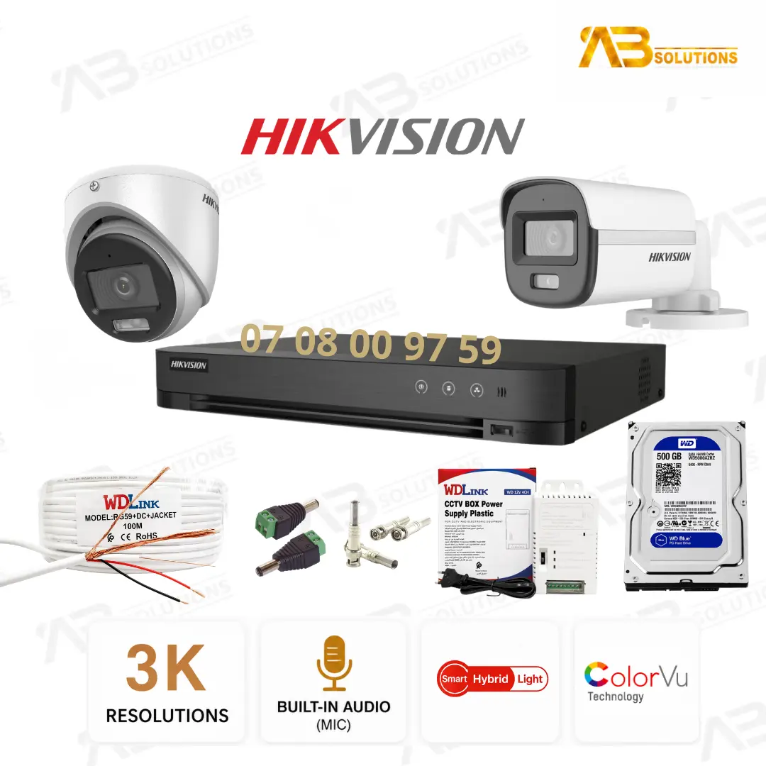 Hikvision Pack Caméras 5MP 3K Flash + Audio | 3K باقة هيكفيجن 5 ميغابكسل رؤية ملونة بفلاش وصوت – Image 3