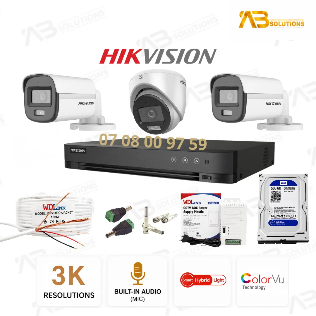 Hikvision Pack Caméras 5MP 3K Flash + Audio | 3K باقة هيكفيجن 5 ميغابكسل رؤية ملونة بفلاش وصوت – Image 2